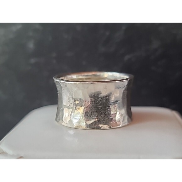 925 Sterling Hammered Silver Band Ring, Size US 8 Vintage - Picture 5 of 10
